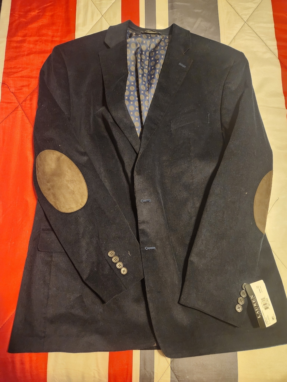 Men's Ralph Lauren Dark Teal Blazer with Brown Elbow Patches